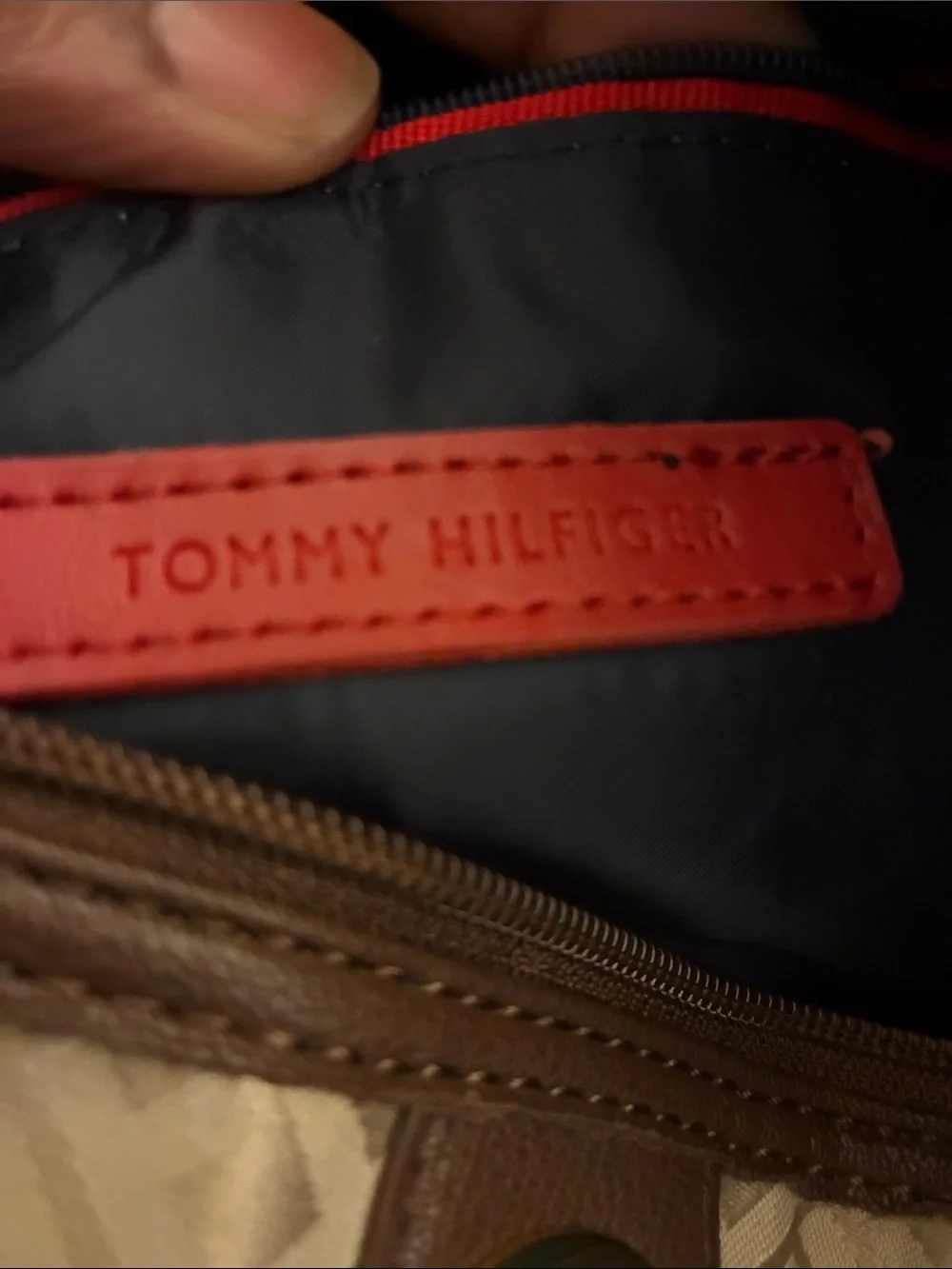 Tommy Hilfiger monogram jacquard satchel, excellent like new condition, gold